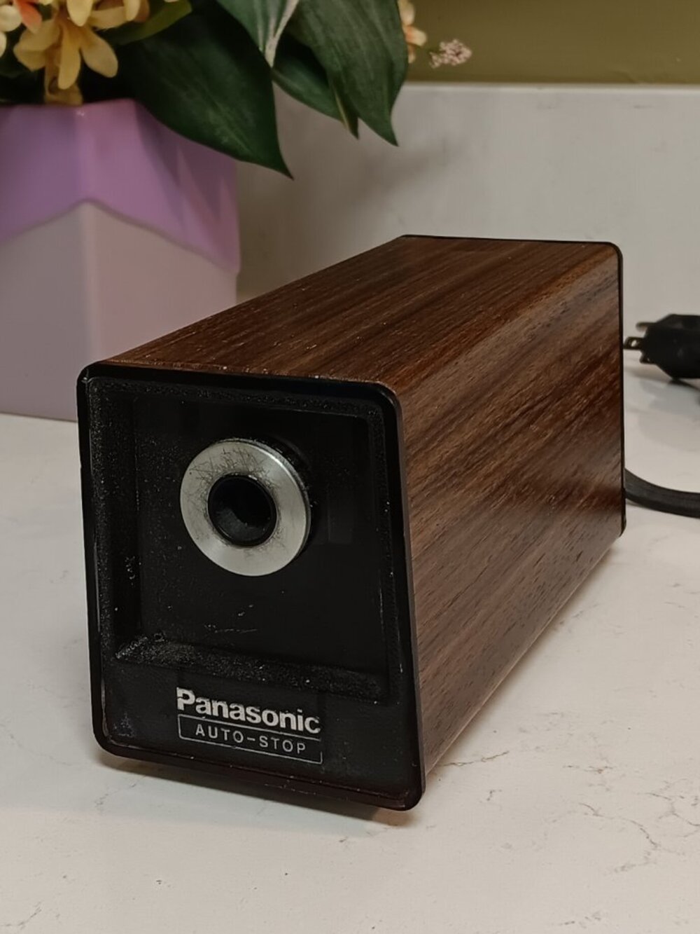 Vintage Panasonic Electric Pencil Sharpener - Woodgrain Finish - Model XP-77N